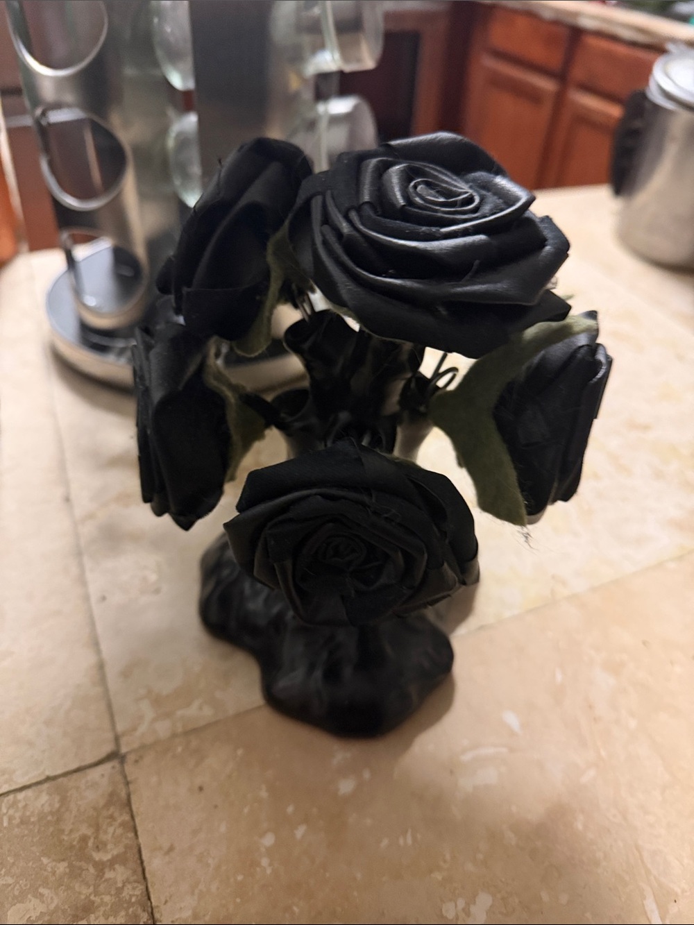 Black Decorative Rose Bouquet Accent - Home Accents